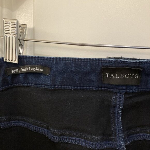 Talbots Sz PLUS 18W Blue Straight Leg Denim Jeans Stretch Pockets Dark Wash - Picture 3 of 4